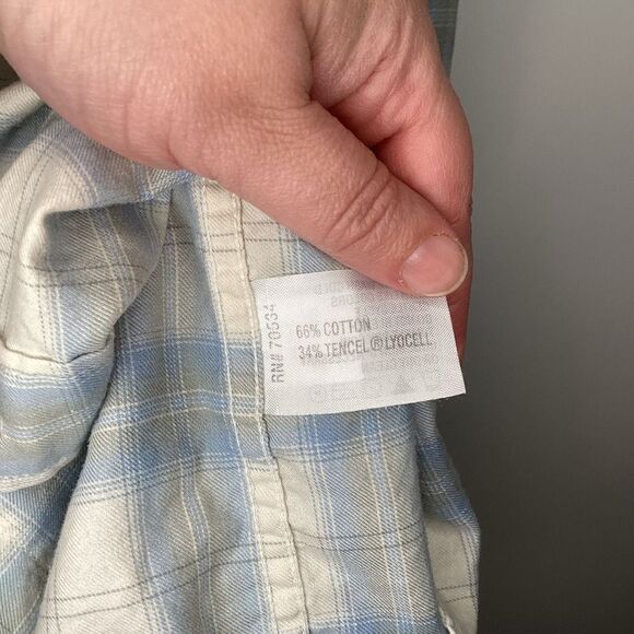 Mens Orvis long sleeved button up shirt large white blue gray - Picture 4 of 4